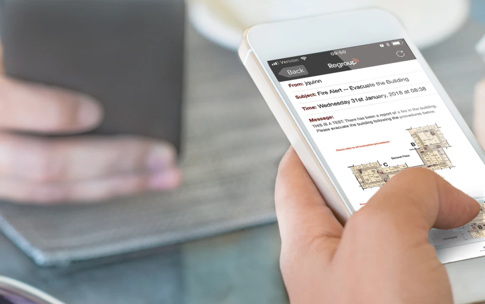 screenshot of Regroup Mass Notification